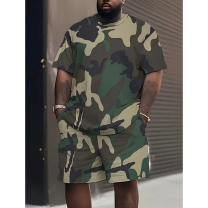 📢📢40% OFF !! ⏰Men's Camouflage Print T-Shirt & Shorts Set