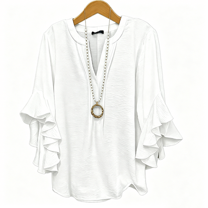 👚 50% OFF NOW! 🌸 Women's Casual V-Neck Ruffled Top – Flowy, lightweight & elegant ruffle detail – perfect for work, brunch or summer outings 💃