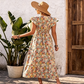 📢📢40% OFF !! ⏰Women's Floral V-Neck Smocked Waist Dress