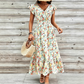 📢📢40% OFF !! ⏰Women's Floral V-Neck Smocked Waist Dress
