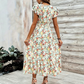 📢📢40% OFF !! ⏰Women's Floral V-Neck Smocked Waist Dress