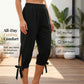 📢📢40% OFF !! ⏰ Women's Elastic Waist Capri Pants – Breathable, Stretchy, Side Tie Detail 🌿