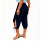 📢📢40% OFF !! ⏰ Women's Elastic Waist Capri Pants – Breathable, Stretchy, Side Tie Detail 🌿