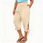 📢📢40% OFF !! ⏰ Women's Elastic Waist Capri Pants – Breathable, Stretchy, Side Tie Detail 🌿