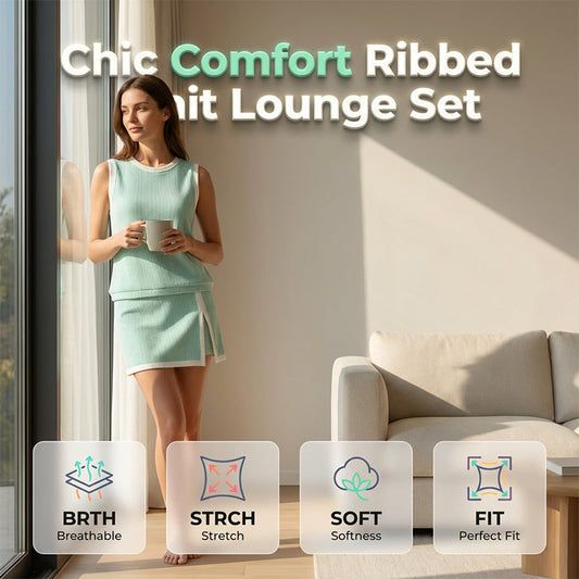 📢📢40% OFF !! ⏰Women's Ribbed Knit 2-Piece Lounge Set