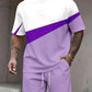 📢📢40% OFF !! ⏰Men's Color Block Casual T-Shirt and Shorts Set