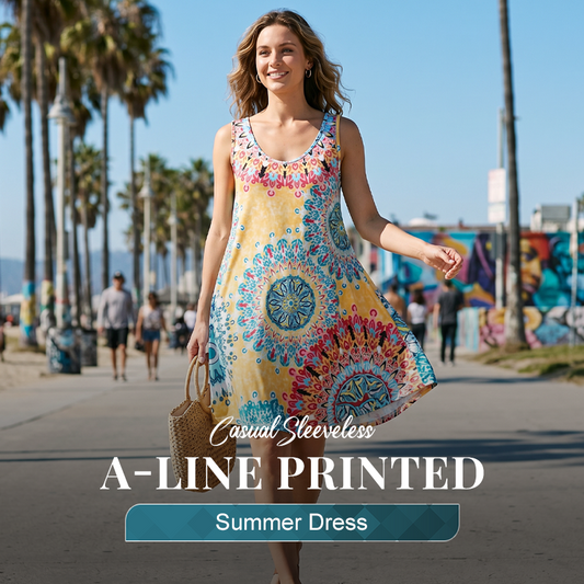 📢📢40% OFF !! ⏰Casual Sleeveless A-Line Printed Summer Dress