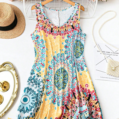 📢📢40% OFF !! ⏰Casual Sleeveless A-Line Printed Summer Dress