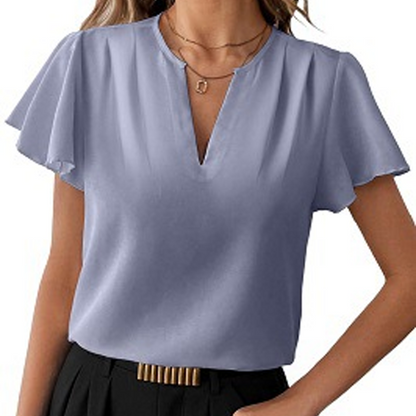 📢📢40% OFF !! ⏰Women's V-Neck Flutter Sleeve Blouse