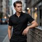 Men's Textured Black Short Sleeve Shirt
