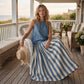📢📢30% OFF !! ⏰Women's Sleeveless Top & Striped Skirt Set
