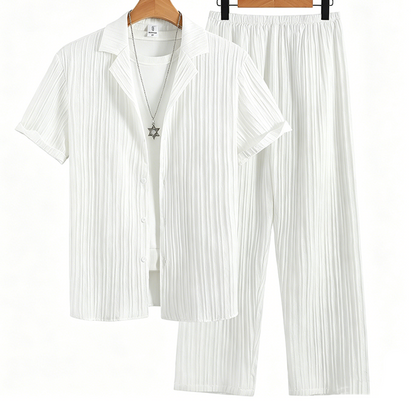 📢📢30% OFF !! ⏰Men's Ribbed Texture Shirt & Pants Set