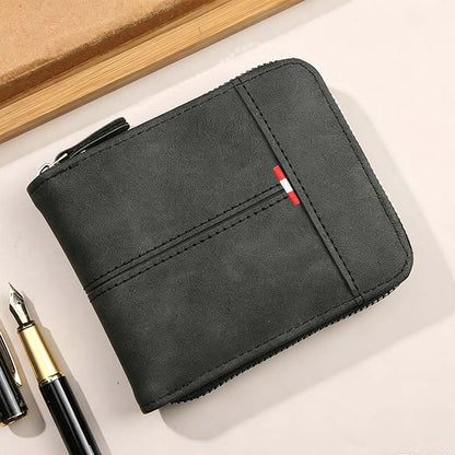 📢📢40% OFF !! ⏰ Men's PU Leather Zip-Around Bifold Wallet