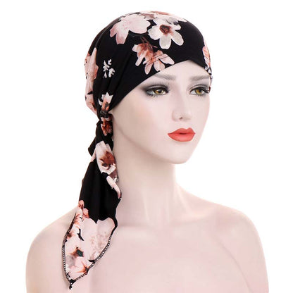 Women's Floral Pre-Tied Head Scarf Turban