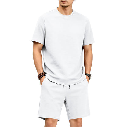 📢📢40% OFF !! ⏰Men’s Solid Color Short Sleeve Crewneck Outfit