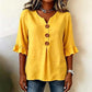 📢📢40% OFF !! ⏰ Women's V-Neck Ruffle Sleeve Blouse with Wooden Buttons – Bohemian, Flowy, Romantic 🍃