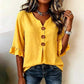 📢📢40% OFF !! ⏰ Women's V-Neck Ruffle Sleeve Blouse with Wooden Buttons – Bohemian, Flowy, Romantic 🍃