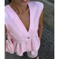 📢📢30% OFF !! ⏰Solid Color V-Neck Sleeveless Top & Wide Leg Pants Two-Piece Set