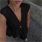 📢📢30% OFF !! ⏰Solid Color V-Neck Sleeveless Top & Wide Leg Pants Two-Piece Set