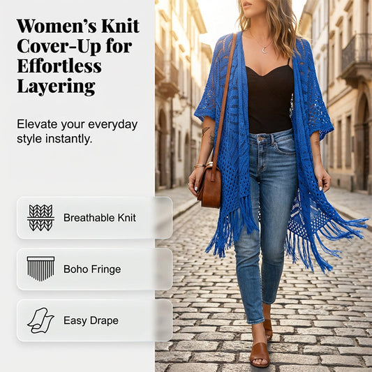 📢📢40% OFF !! ⏰Women's Open-Front Knit Cover-Up