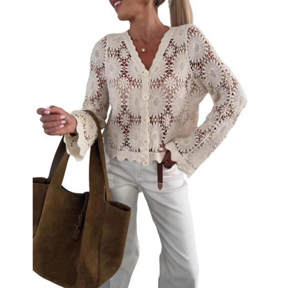 📢📢30% OFF !! ⏰Women's Floral Crochet Knit Cardigan