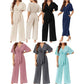 📢📢40% OFF !! ⏰Women's Elegant V-Neck Wide Leg Waist Tie Jumpsuit