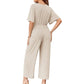 📢📢40% OFF !! ⏰Women's Elegant V-Neck Wide Leg Waist Tie Jumpsuit