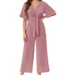 📢📢40% OFF !! ⏰Women's Elegant V-Neck Wide Leg Waist Tie Jumpsuit