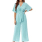 📢📢40% OFF !! ⏰Women's Elegant V-Neck Wide Leg Waist Tie Jumpsuit