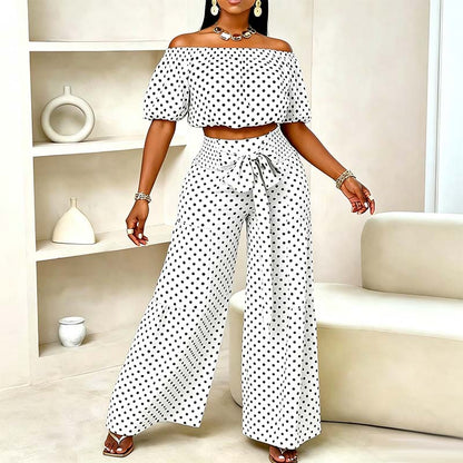 📢📢30% OFF !! ⏰Women's Off-Shoulder Polka Dot 2-Piece Set