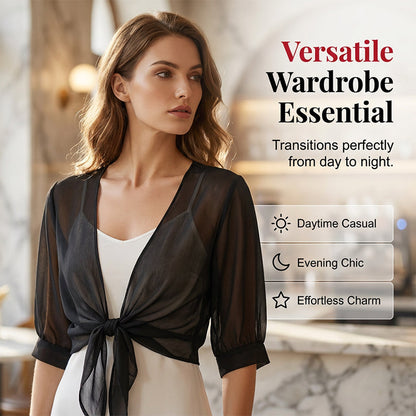 📢📢40% OFF !! ⏰Women's Elegant Chiffon Tie-Front Cropped Top