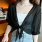 📢📢40% OFF !! ⏰Women's Elegant Chiffon Tie-Front Cropped Top