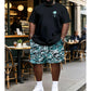 📢📢30% OFF !! ⏰Men's Summer Print Top & Shorts Set