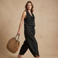 📢📢40% OFF !! ⏰ Sleeveless Cowl Neck Jumpsuit – Halter, Wide-Leg, Elegant 🍷