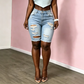 📢📢40% OFF !! ⏰Women's Mid-Waist Ripped Denim Bermuda Shorts