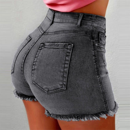 📢📢40% OFF !! ⏰Women's High-Waist Frayed Hem Denim Shorts