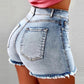 📢📢40% OFF !! ⏰Women's High-Waist Frayed Hem Denim Shorts