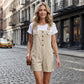 📢📢40% OFF !! ⏰Retro Solid Color Romper with Adjustable Straps