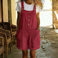 📢📢40% OFF !! ⏰Retro Solid Color Romper with Adjustable Straps