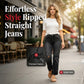 📢📢40% OFF !! ⏰ Women's Ripped Straight-Leg Jeans – High-Waist, Distressed, Stretchy 🆒