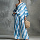 Women's Asymmetrical Stripe Top & Wide-Leg Pants Set