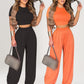 📢📢40% OFF !! ⏰ Women's Two-Piece Set – Fitted T-Shirt, Loose Pants, Casual 🌸