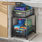 💪🥫Double-Tier Pull-Out Shelf Cabinet Organiser – 5 Height Adjustments, 2 Pull-Out Tiers, Carbon Steel & Large Capacity – No Assembly Required ✨