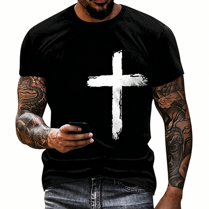 📢📢40% OFF !! ⏰Men's Faith-Based Cross Graphic Tee