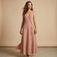 Women's Casual V-Neck Striped Sleeveless Maxi Dress