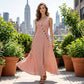 Women's Casual V-Neck Striped Sleeveless Maxi Dress