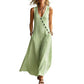 Women's Casual V-Neck Striped Sleeveless Maxi Dress