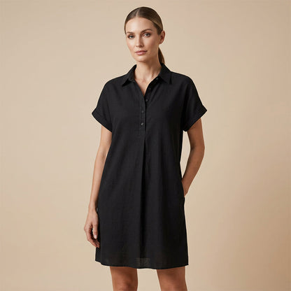 📢📢40% OFF !! ⏰Casual Short Sleeve Button Pocket Dress 🌿 Button-Front Detail, Handy Pockets & Breezy Fit for All-Day Comfort ✨