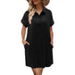 📢📢40% OFF !! ⏰Casual Short Sleeve Button Pocket Dress 🌿 Button-Front Detail, Handy Pockets & Breezy Fit for All-Day Comfort ✨