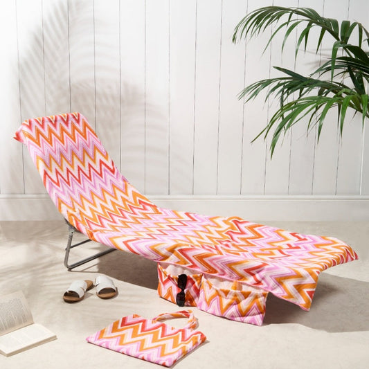 📢📢30% OFF !! ⏰2-in-1 Beach Chaise Lounge Cover with Side Pockets